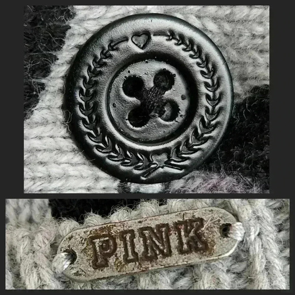 Victoria’s Secret PINK Leopard Boyfriend Cardigan Women M Gray Long Cotton - Picture 11 of 12